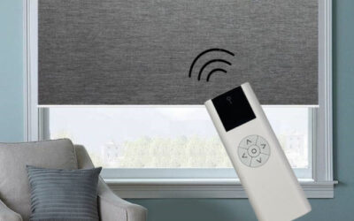 Рулонные шторы с электроприводом WiFi из ткани Лина (серый)